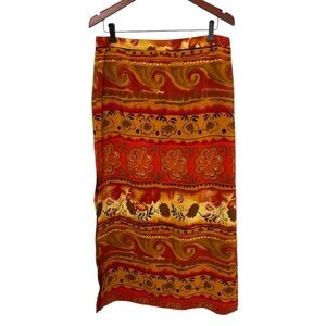 Tribal Floral Maxi Skirt Red and Orange with zipper on side size 14